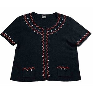 Vintage Muse Women Beaded Knit Cardigan Size 4